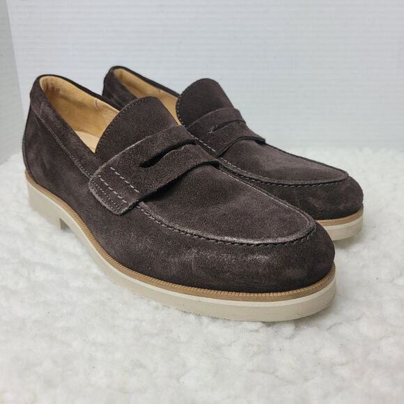 Samuel Hubbard "Tailored Traveler" Mens Size 8 Penny Loafer Coffee Suede - Picture 1 of 10